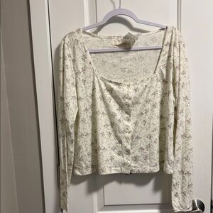 Lucky Brand Cream Floral Blouse